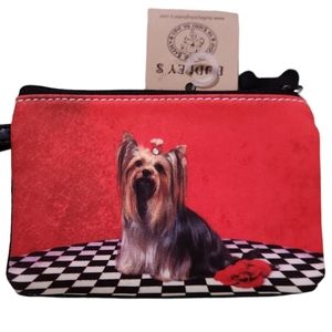 C.Marie Collections Wristlet Pekinese on front. With bone tag zipper New